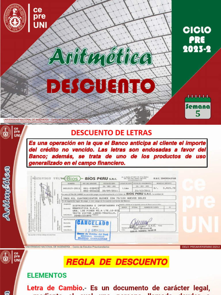 Descuento de Letras: Conceptos y Cálculos | PDF | Finanzas y dinero