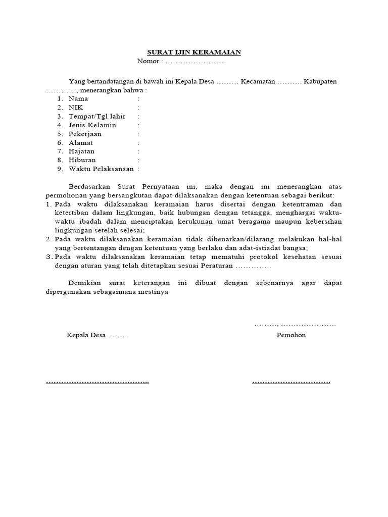 Surat Izin Keramaian Desa Resmi | PDF | Agama & Spiritualitas | Politik
