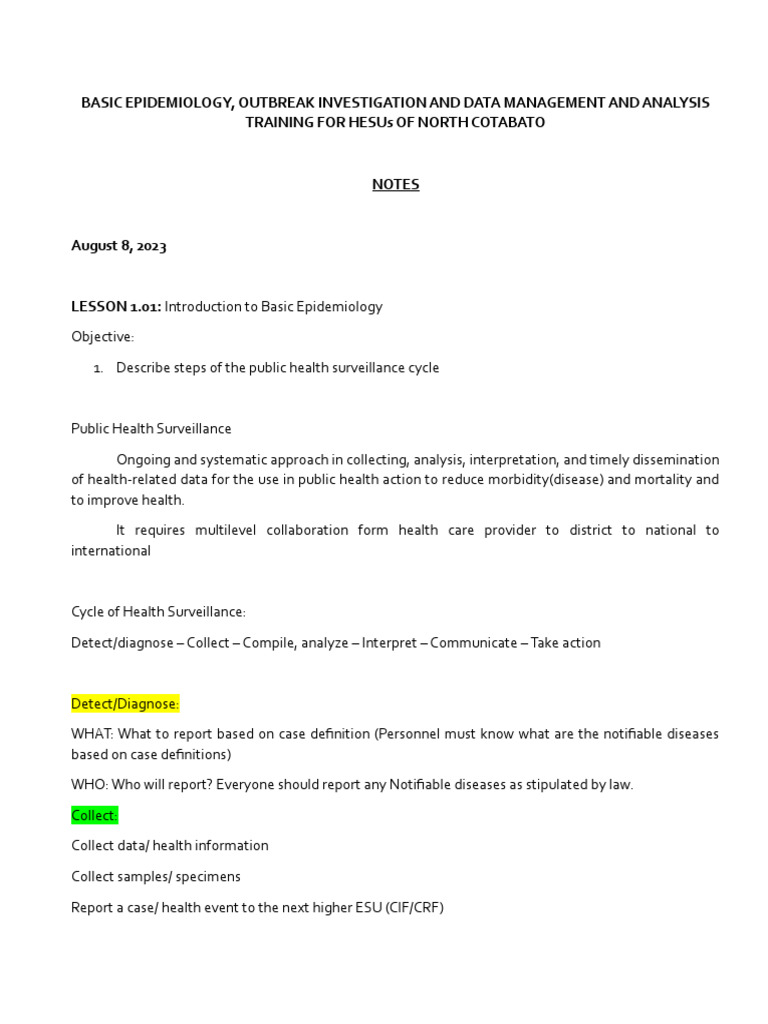 Basic Epidemiology Notes Pdf Epidemiology Public Health
