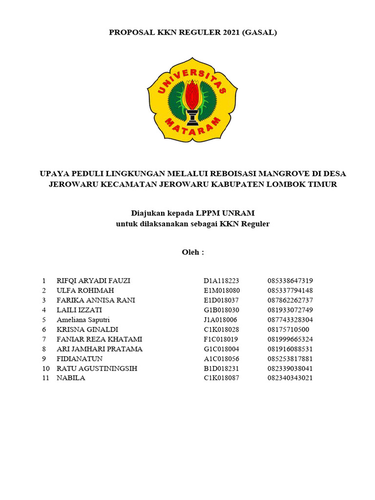 Proposal KKN Tematik Desa Jerowaru-Dikonversi | PDF