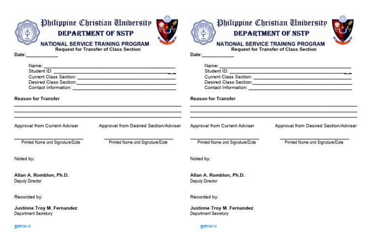 Request For Transfer of Class Section | PDF