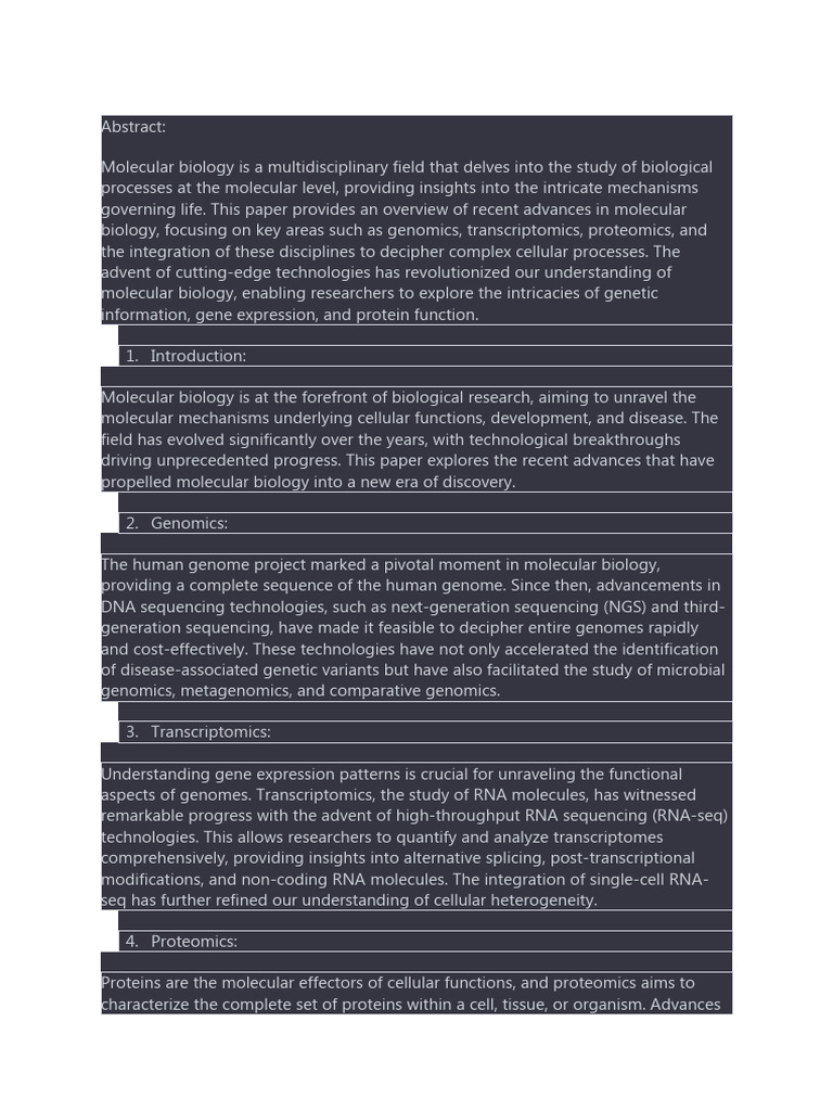 Exploring Advances in Molecular Biology: From Genome To Proteome | PDF ...