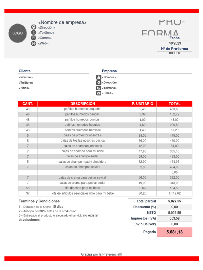 Formato - Proforma 5 | PDF