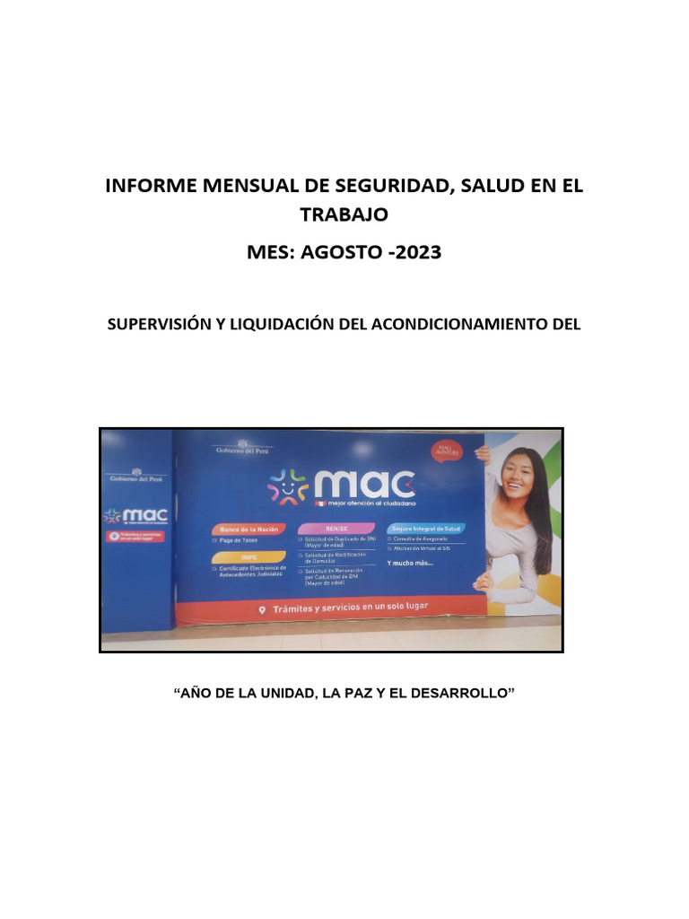 Informe Mensual de Seguridad y Salud 2023 | PDF | Seguridad y salud ...