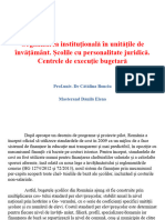 Dănilă Elena Organizarea Instituţională În Unităţile de Învăţământ. Şcolile Cu Personalitate Juridică. Centrele de Execuţie Bugetară