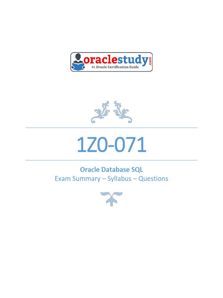 Exam summary syllabus questions oracle database sql pdf table