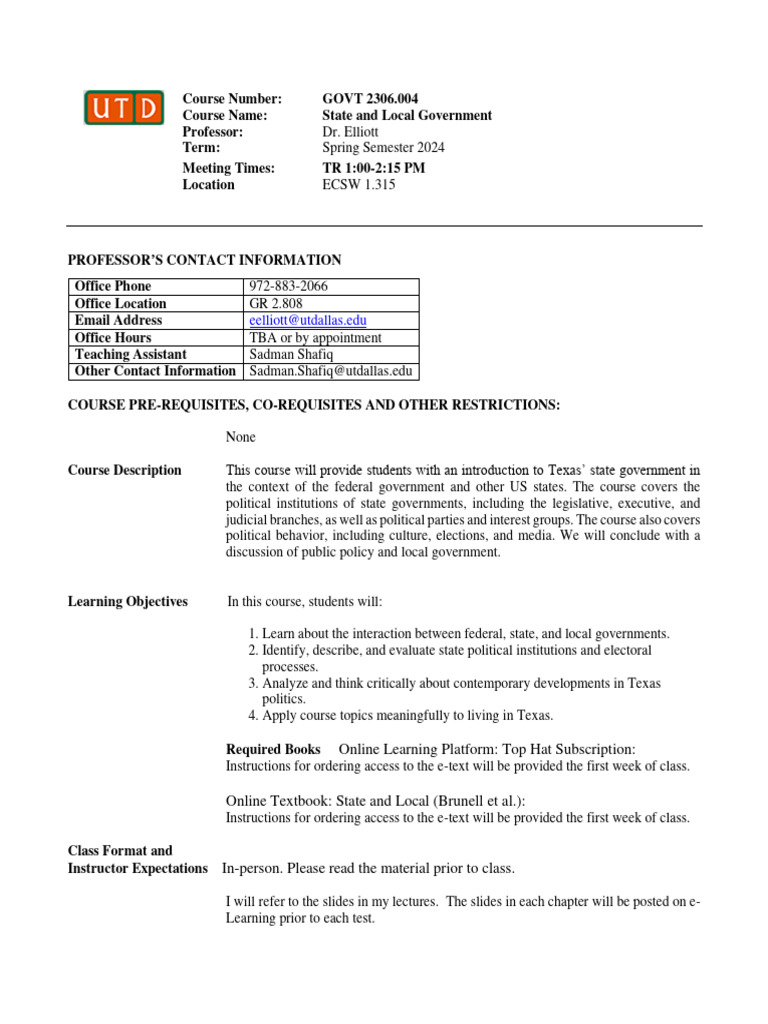 Eelliottutdallas Edu Online Learning Platform Top Hat Subscription