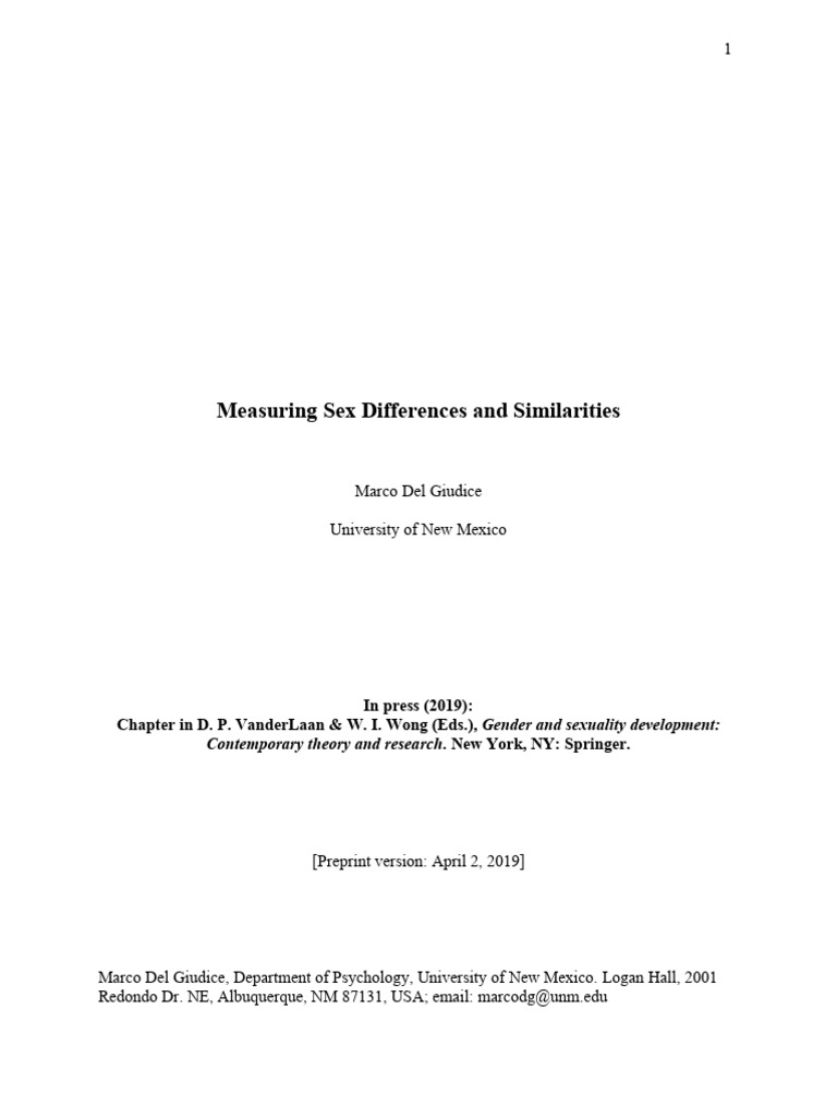 Measuring Sex Differences and Similarities | PDF | Effect Size | Variance