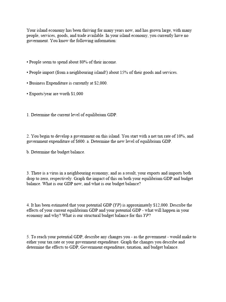 Assignment 6 Pdf Fiscal Multiplier Government Budget Balance