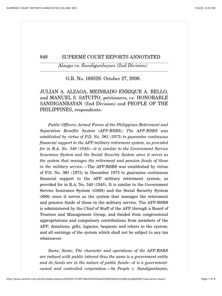 Alzaga vs. Sandiganbayan Case Summary | PDF | Jurisdiction | Justice