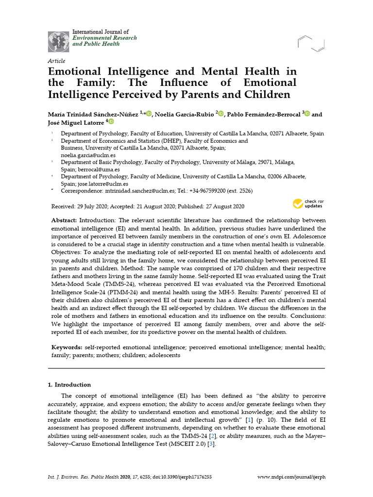 Emotional Intelligence and Mental Health in The Fa | PDF | Emotional ...