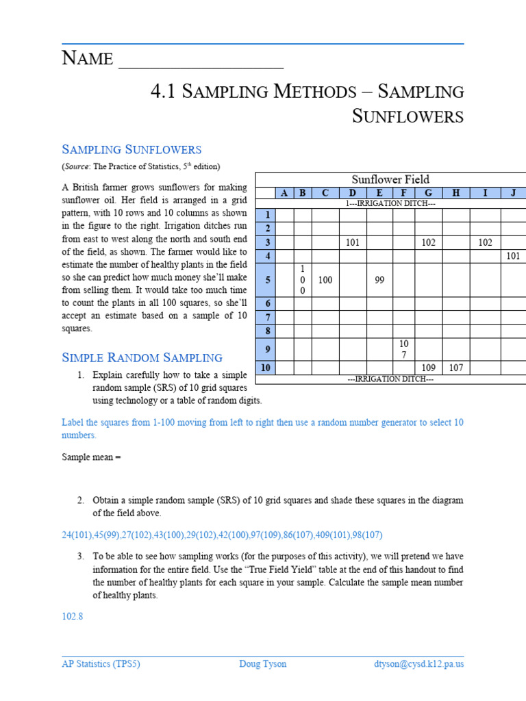 CAMILA VISBAL-SANTOS - Sampling Sunflowers - 3771104 | PDF