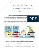 BIOMEDICAL WASTE 314 Hospitals, Labs, Clinics Paid Rs. 74 Lakhs Fine in 5 Years