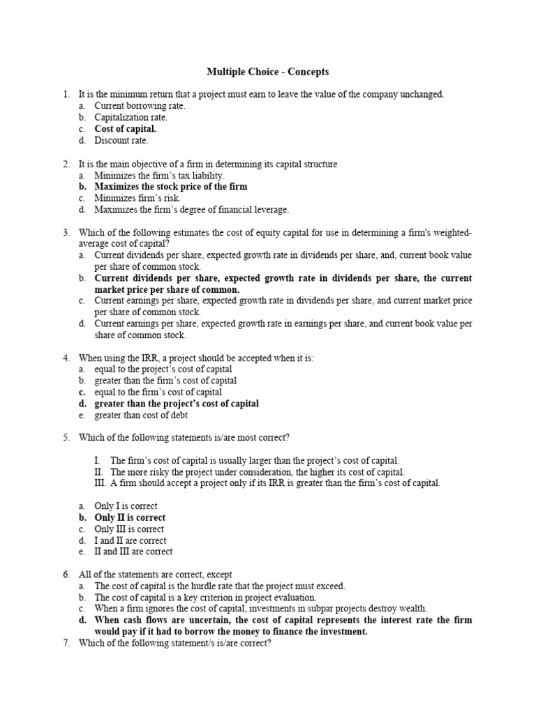 Wacc Answers Pdf Cost Of Capital Financial Capital