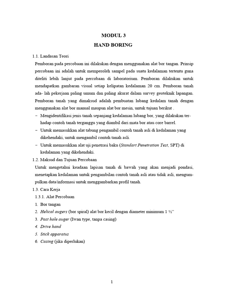 Prosedur dan Analisis Hand Boring | PDF
