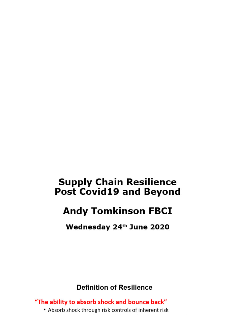 COVID-19 Supply Chain Resilience Post Covid19 | PDF | Audit | Internal ...