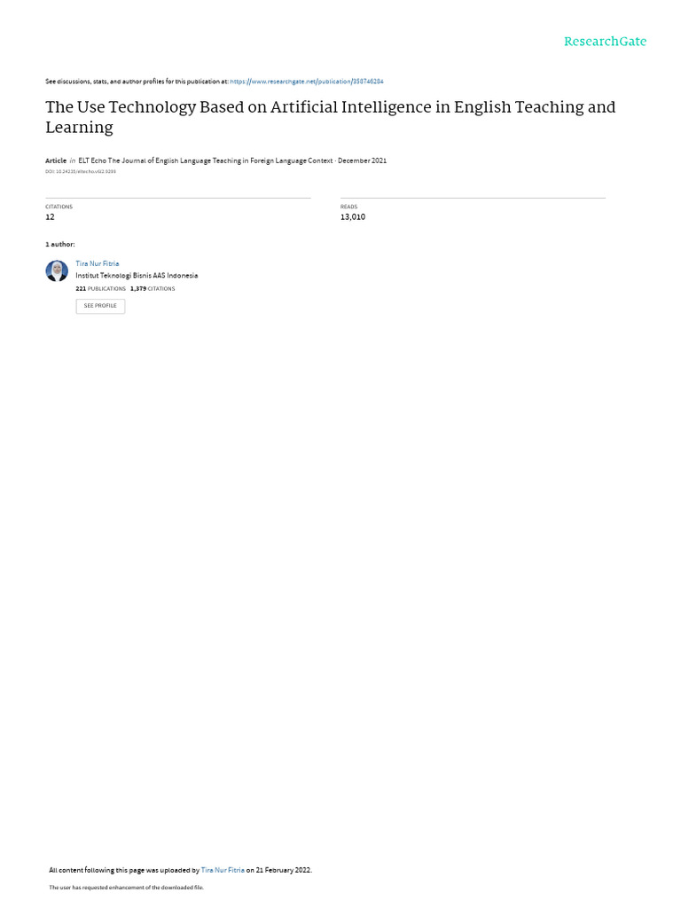 AI in English Language Teaching | PDF | Artificial Intelligence ...