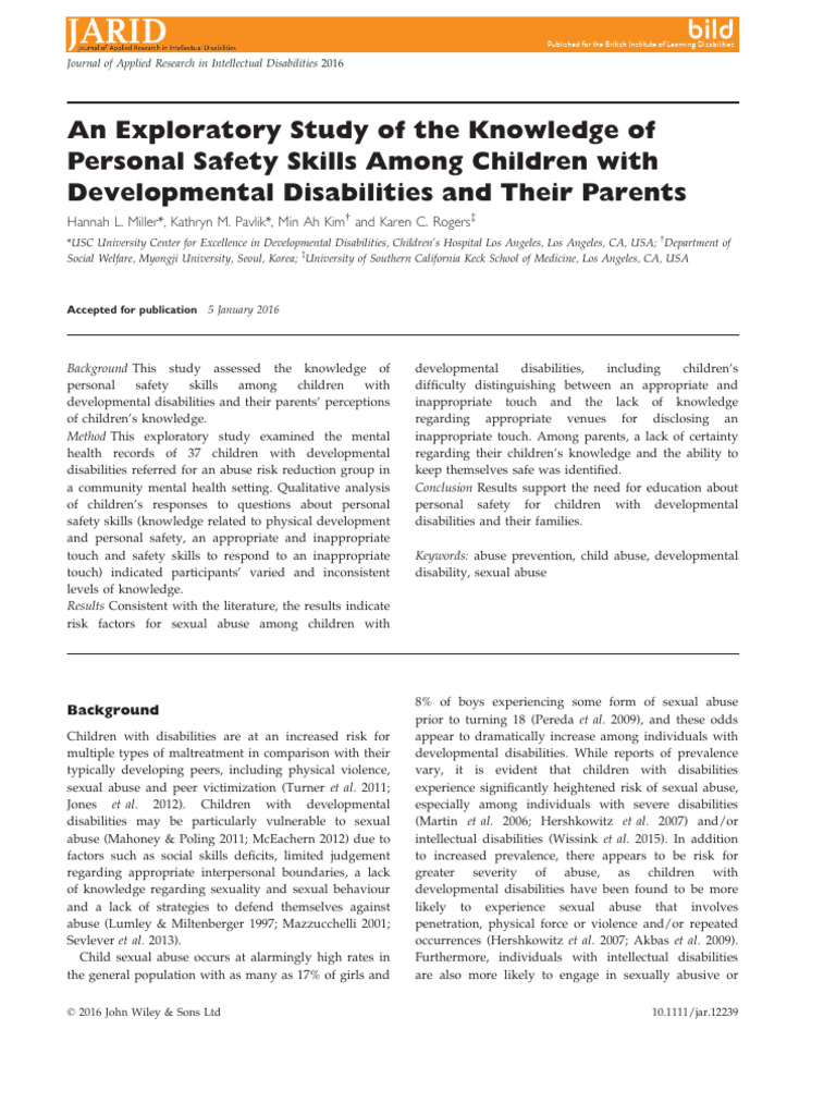 An Exploratory Study of The Knowledge of Personal Safety Skills Among ...