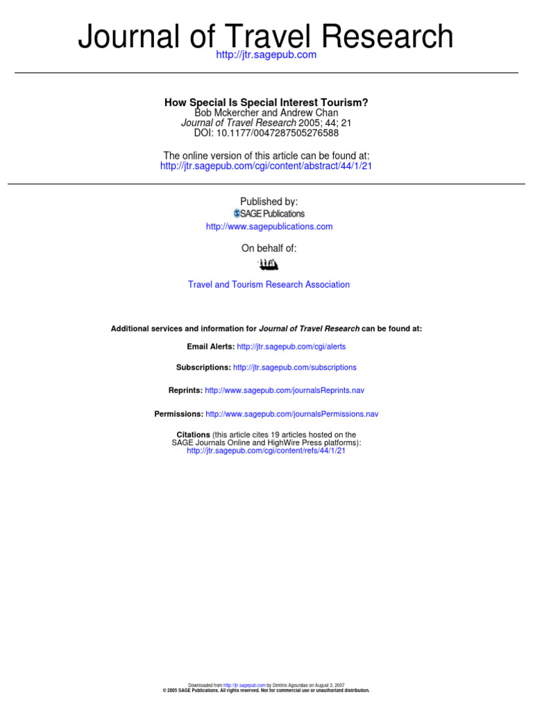 Reevaluating Special Interest Tourism | PDF | Tourism | Validity ...
