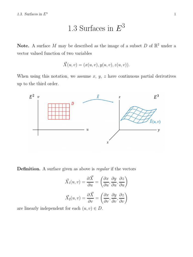 dg1-3 Surfaces in E 3 | PDF | Vector Space | Function (Mathematics)