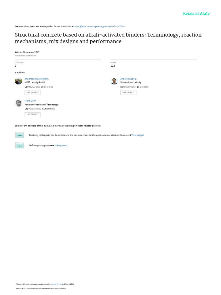 Structural Concrete Based On Alkali Activated Binders Terminology