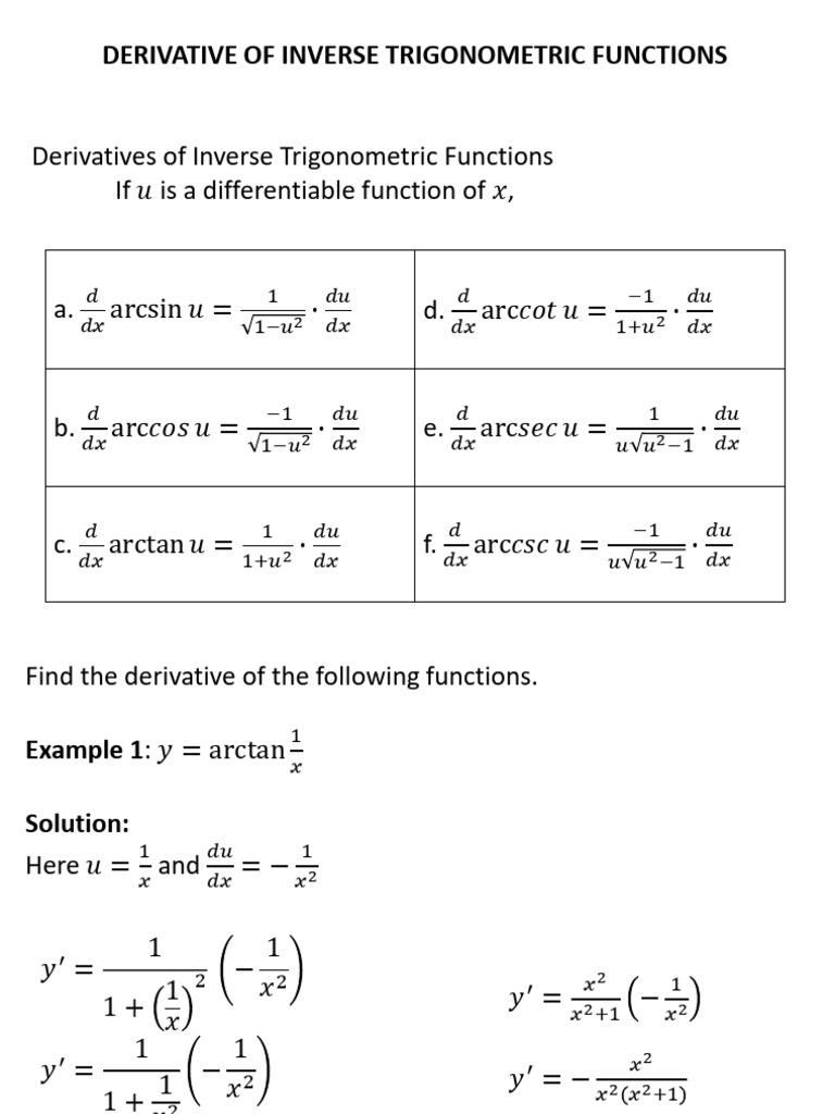 Inverse Trigonometric Function | PDF