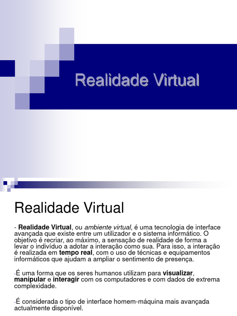 Introdução à Realidade Virtual e Imersão | PDF | Jogos e Atividades ...