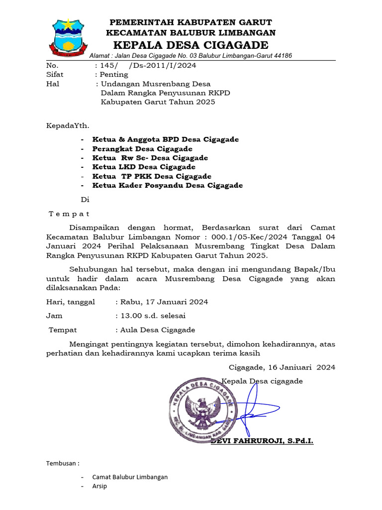 Undangan Musrenbang Desa | PDF