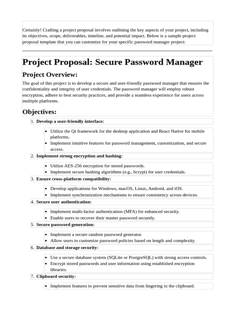 Proposal Pdf Password Cross Platform Software