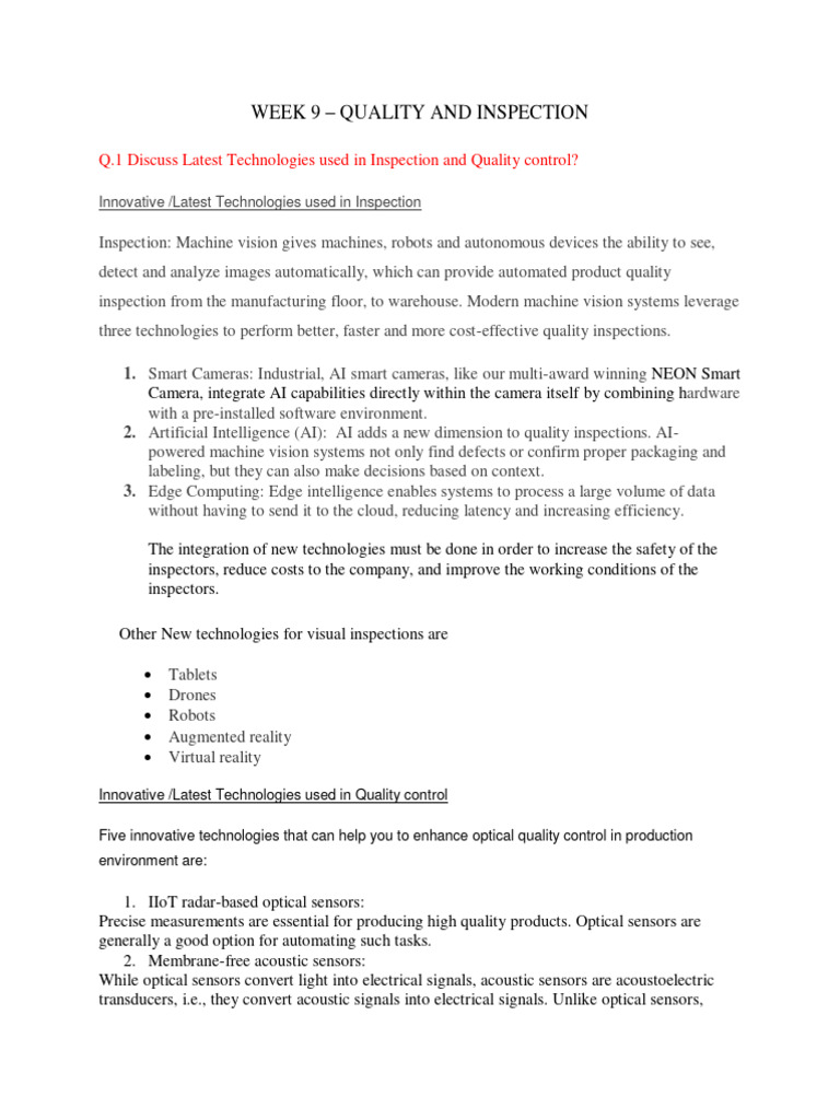 ATM Week 9 Quality and Inspection | PDF | Computer Vision