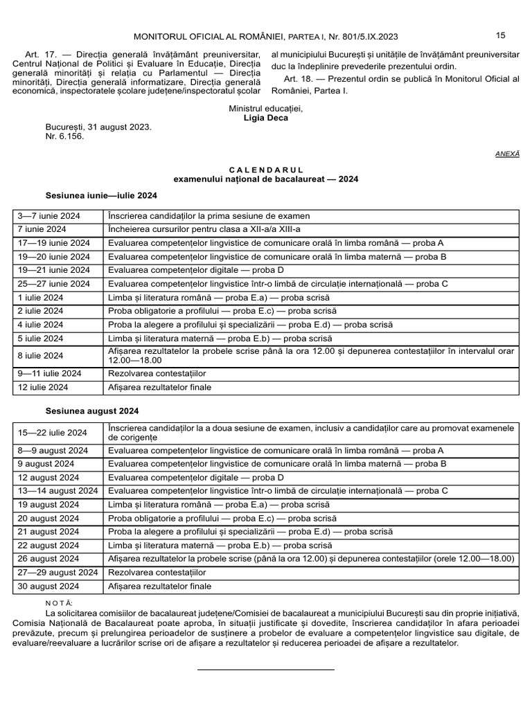 Calendar Bac 2024 | PDF