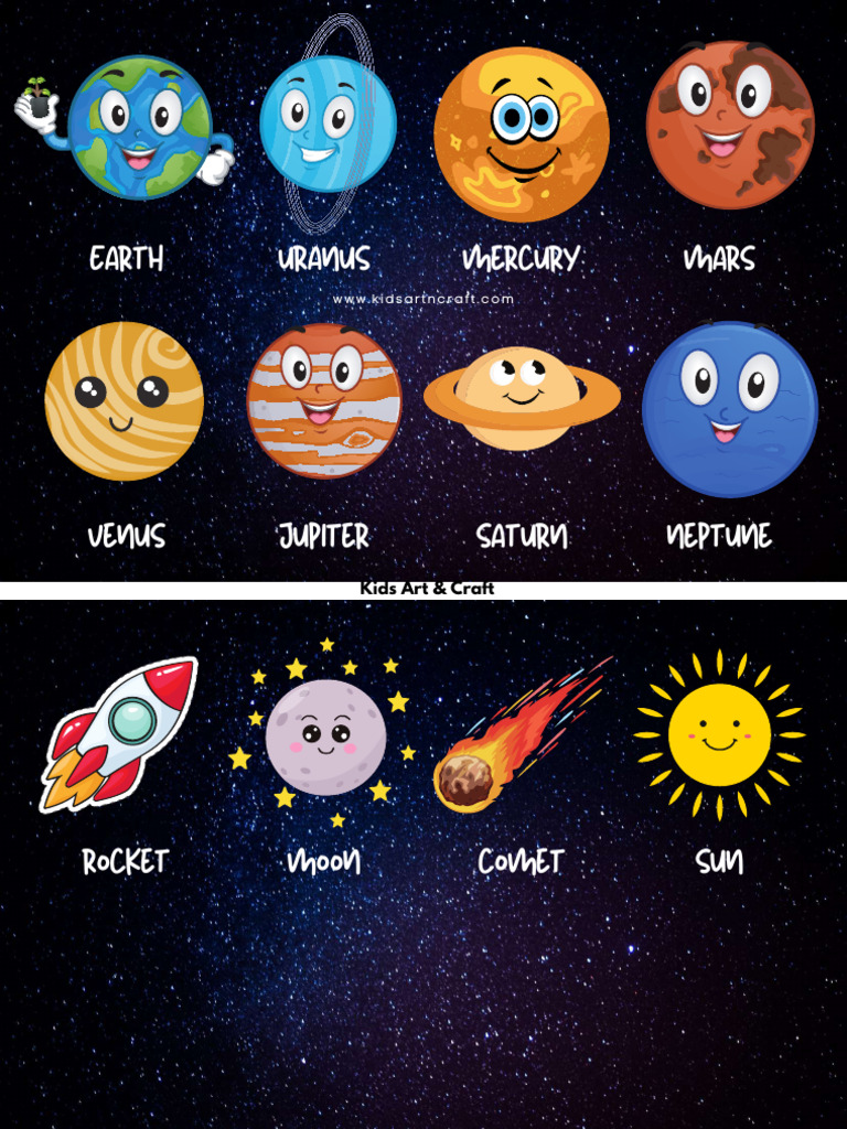 Planet Flashcards for Preschoolers Free Printable Worksheet | PDF
