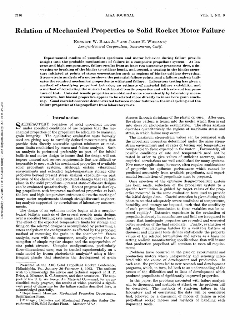 Rocket Motor Failure Mechanisms Analysis | PDF | Deformation ...