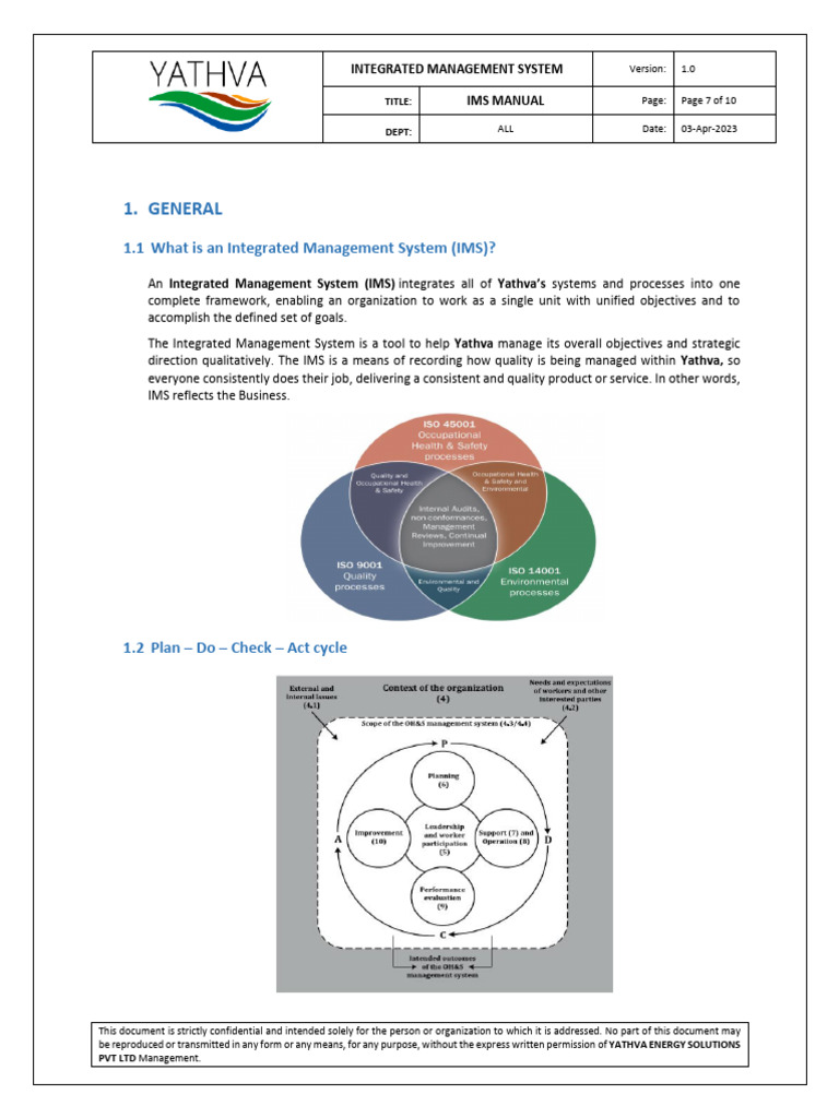 YESPL IMS Manual Clause 1 v1.0 | PDF | Quality Management System | Business
