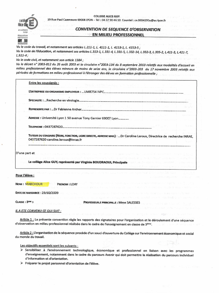 Convention À Faire Signer Par Le Chef D'entreprise | PDF