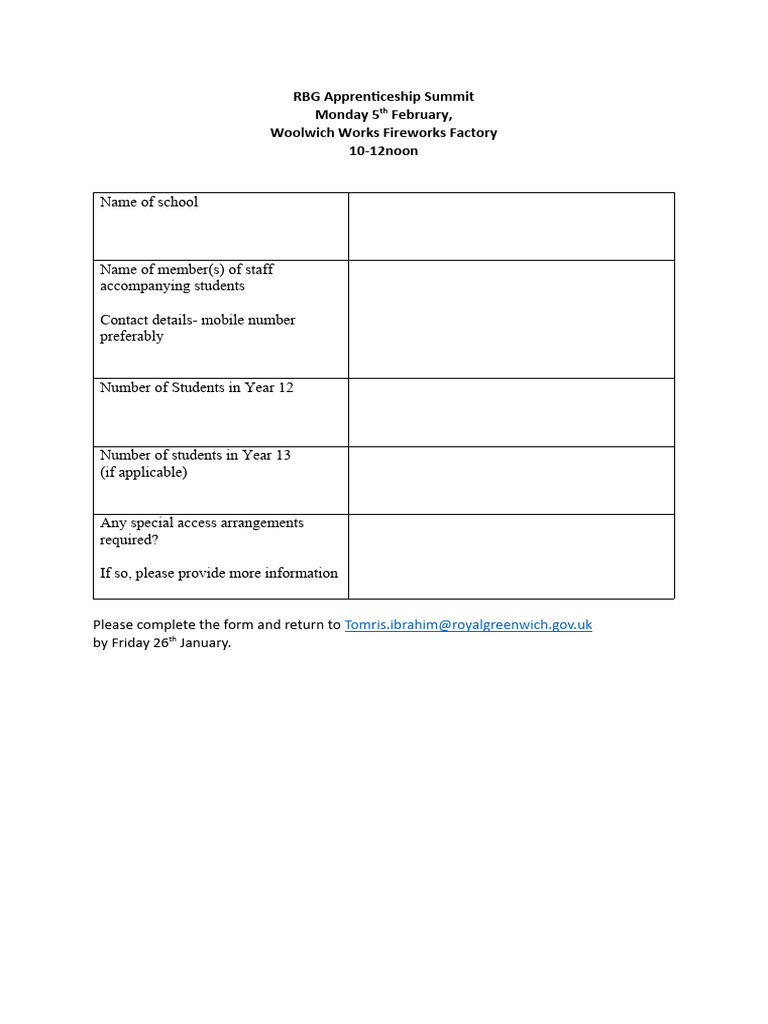 RBG Apprenticeship Summit Form | PDF