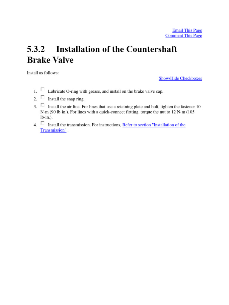 Installation of The Countershaft Brake Valve PDF