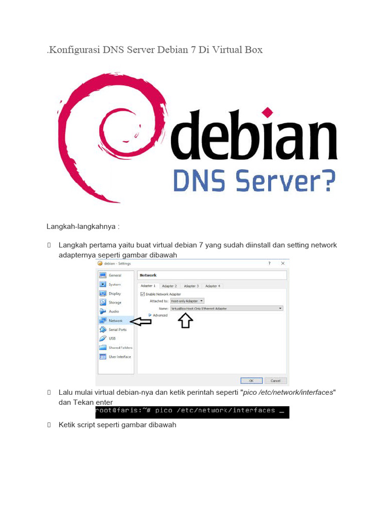 Konfigurasi DNS Server Debian 7 Di Virtual Box | PDF