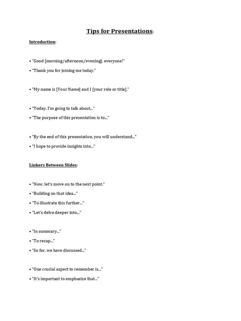 Tips For The Presentation | PDF
