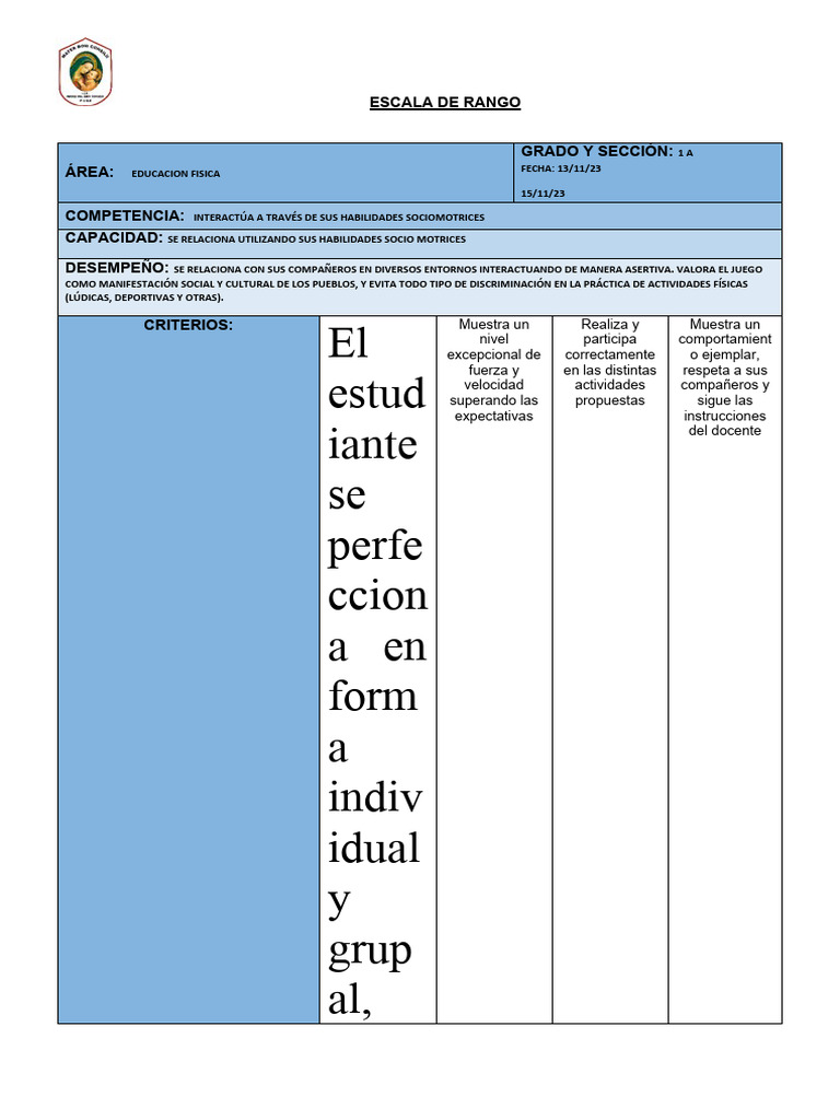 Escala de Rango 1 A Secundaria Iii | Descargar gratis PDF | Jerarquía
