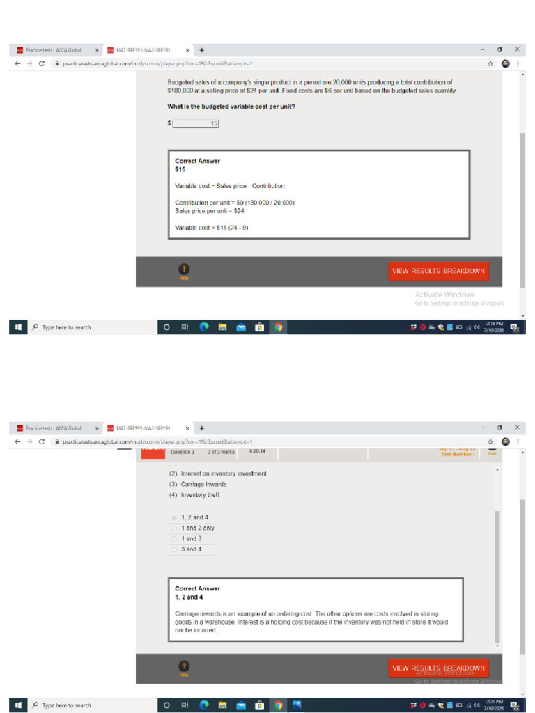 Ma2 Test 1 Keys | PDF