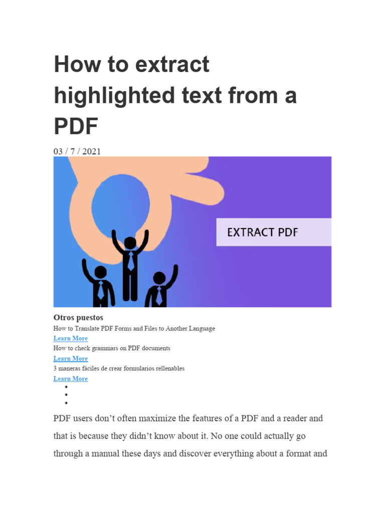 Extracting Highlighted Text from PDFs | PDF | Software | Computing