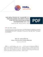 Les Réactions Du Marché À L'Annonce de Programmes de Reduction Des Couts: Une Étude Exploratoire Sur Les Entreprises Du Cac 40