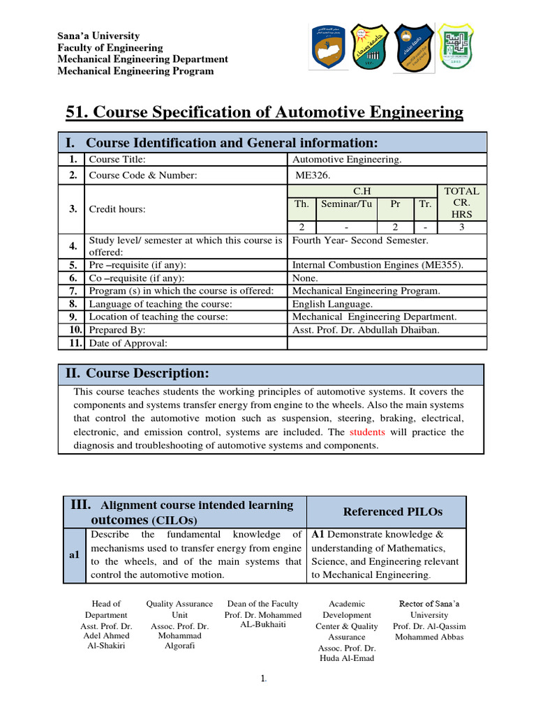 Automotive Engineering Course Overview | PDF | Axle | Brake