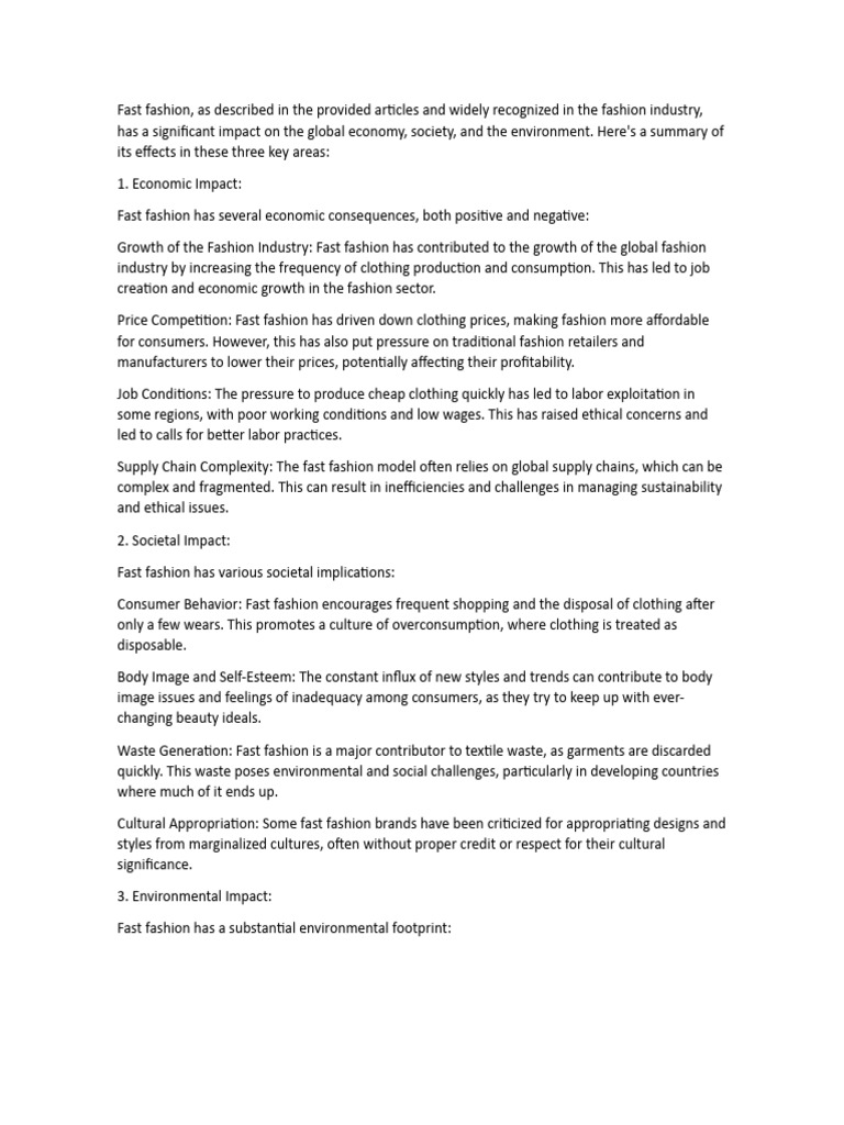 Fast Fashion Pdf Fashion Environmental Issues