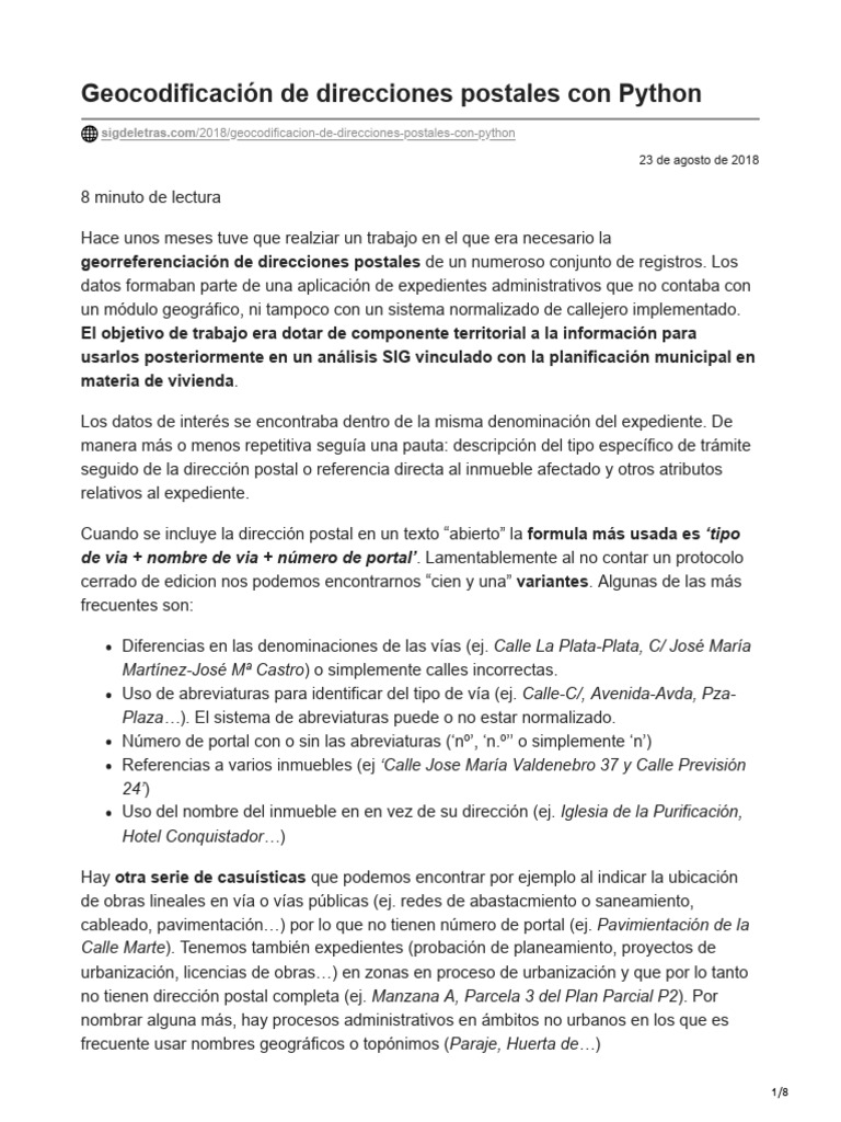 Sigdeletras geocodificaci n de direcciones postales con python