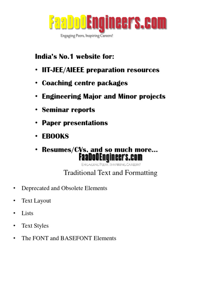 Traditional Text and Formatting | PDF | Html Element | Html