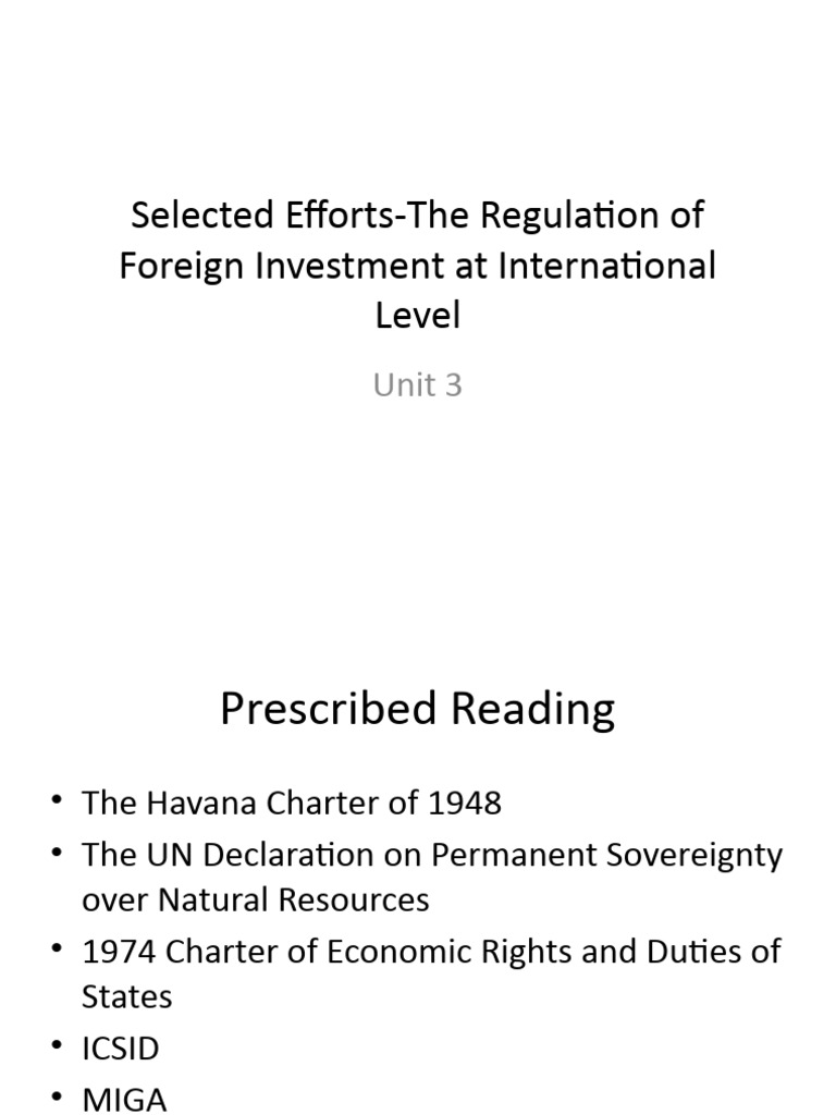 Lecture 1 Unit 3 International Efforts On Regulation of Foreign