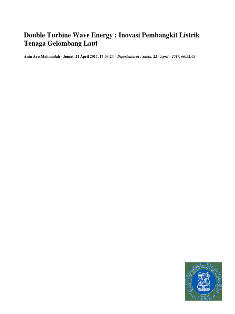 Inovasi Double Turbine Energi Gelombang | PDF