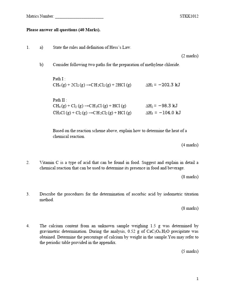 Soalan Peperiksaan Sem 1 Sesi 20212022 Pdf Acid Chemistry